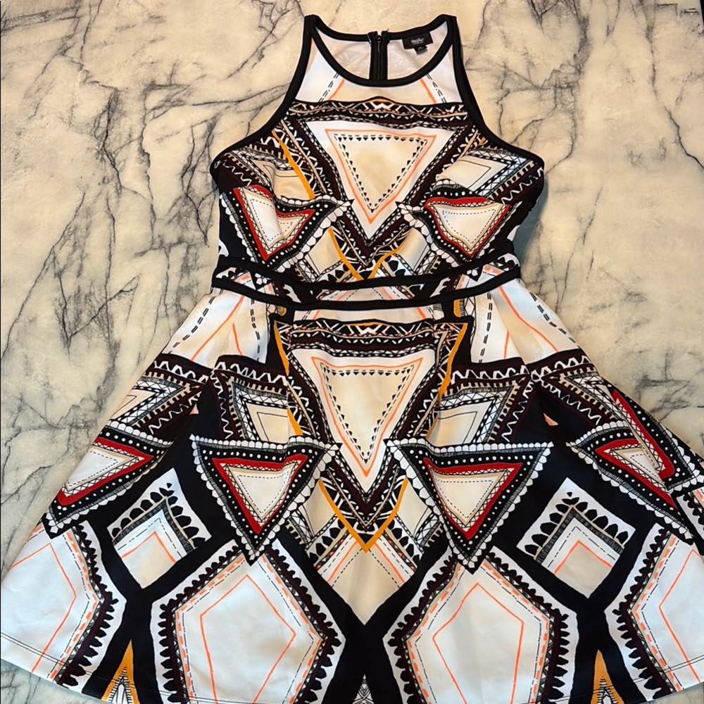 Massimo Black and White Halter Mini Dress A-line